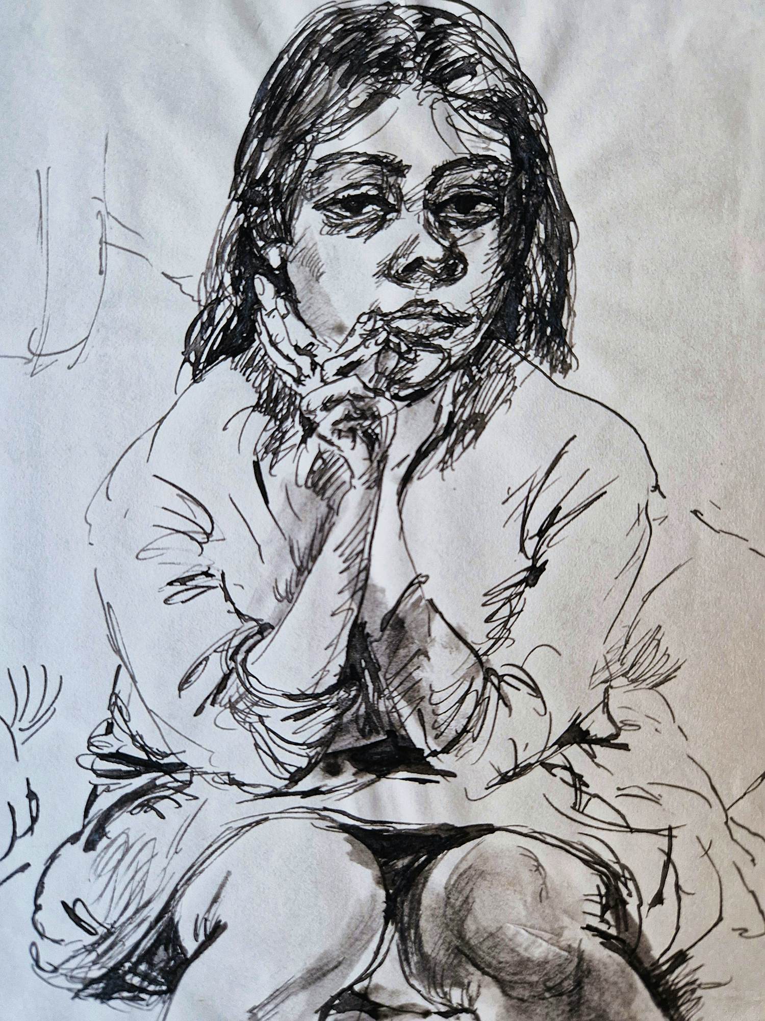 Ed Valk - Erotische oostindische Pentekening - 1962 - "Inkijk" - in passe partout kopen? Bied vanaf 28!