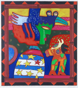 Clemens Briels - Zeefdruk, Un Pajaro Negro Cambia de Noche (...) - Ingelijst (Groot formaat) kopen? Bied vanaf 80!