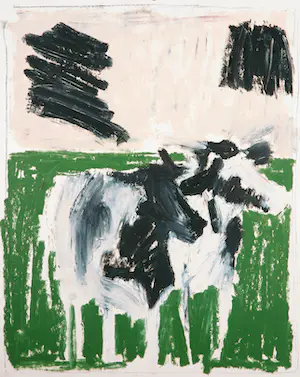 Niet of onleesbaar gesigneerd - Lot van 2 werken, Acryl op karton, Koeien in de wei (Cremer?) kopen? Bied vanaf 1!