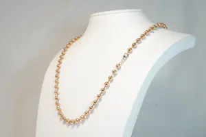 15 - Exclusief en relatief lang 18 krt massief rosé gouden "kogel" collier kopen? Bied vanaf 2800!