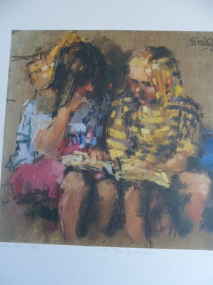 Rob Houdijk - Offset-litho, "Samen lezen". kopen? Bied vanaf 35!