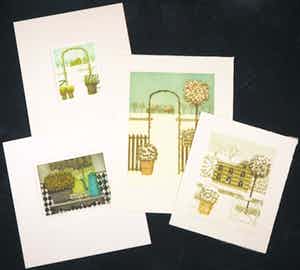 Laetitia de Haas - Lot van vier kleurenetsen, Winterse taferelen verkocht voor € 60!