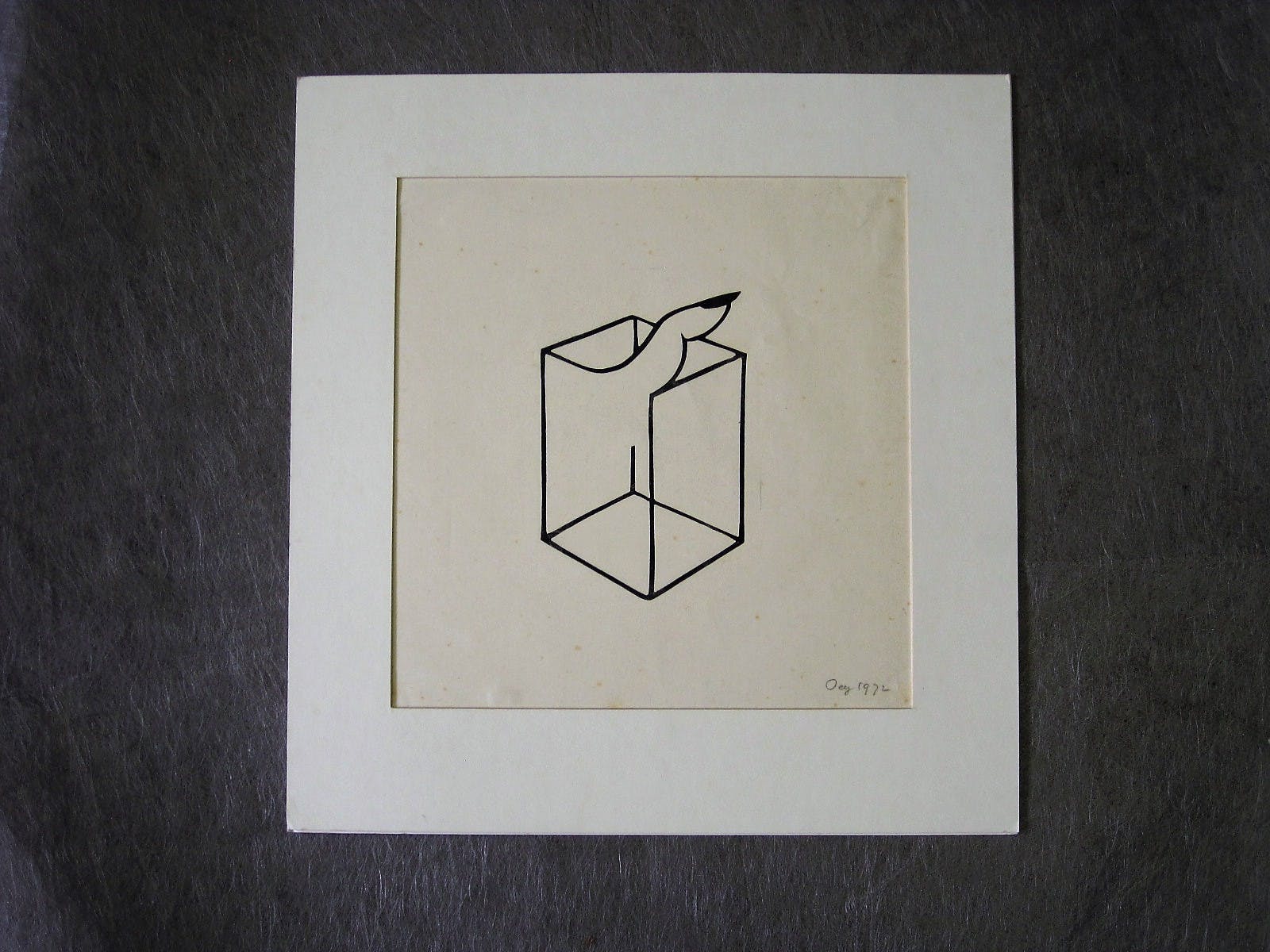 Tjeng Sit Oey - gesigneerde Inkt op papier 1972 "DamesVinger" DADA verkocht voor € 55!