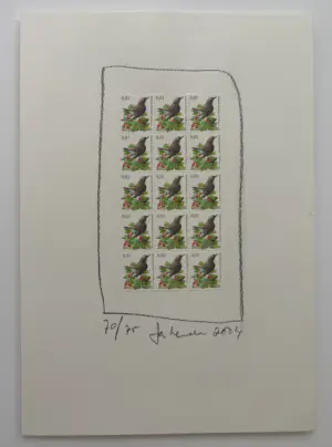 Buy Jan Henderikse - handgesigneerde collage | 'Postzegels 1 cent' | 2004? Bid from 325!