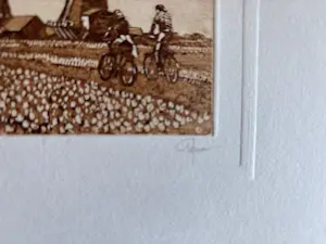 Giorgio Ferrari - Twee fietsers bij bollenveldje met zicht op molens kopen? Bied vanaf 20!