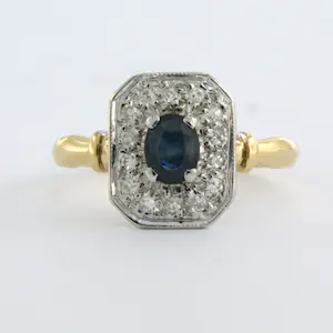 18k bicolor gouden ring met saffier en single cut geslepen diamanten tot. 0.14ct kaufen? Bieten Sie von 200!