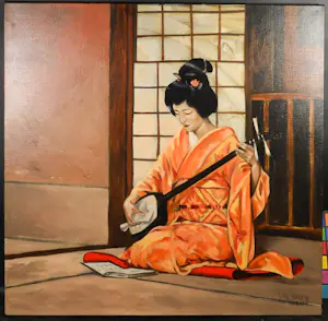 Valentin Bakardjiev - Olieverf op doek, Shamisen (Groot) kopen? Bied vanaf 150!