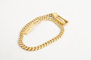 104- LEUK! 18 krt geel-gouden gourmette armband met gesp-sluiting- klein model kopen? Bied vanaf 340!