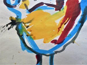 Anton Heyboer - De oervogel .Mooie krachtige kleurige schildering . kopen? Bied vanaf 275!