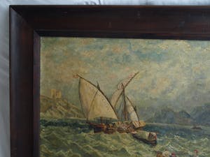 Niet of onleesbaar gesigneerd - Olieverf op doek , “Zeegezicht” – ingelijst , 69 x 89 cm kopen? Bied vanaf 10!