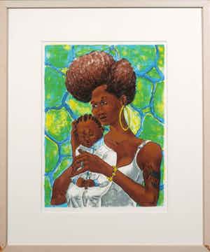 Frans Franciscus - Litho, Zwarte Madonna - Ingelijst verkocht voor € 1!