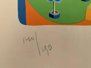 Louis Gans - Kleurrijk Fantasielandschap - zeefdruk kopen? Bied vanaf 60!