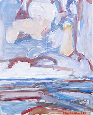 Paul Overhaus - Olieverf op board, Zeegezicht met Onheilspellende Wolkenpartij verkocht voor € 1!