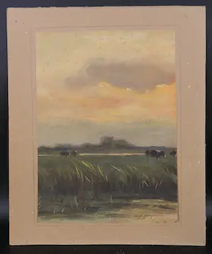 Maarten Jungmann - Aquarel, polderlandschap kopen? Bied vanaf 50!
