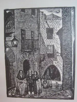 Juan Castells Marti - 2 x houtsnede stadsgezichten. kopen? Bied vanaf 30!