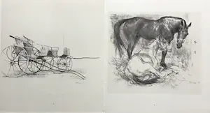 Piet Klaasse - Paarden, proefdrukken offsetlitho, 2-zijdig bedrukt, gesigneerd in druk kopen? Bied vanaf 20!