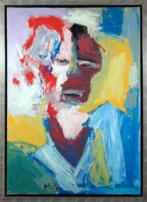 Martin van Wordragen - Olieverf op doek, Tovenaar - Ingelijst (Groot) verkocht voor € 400!