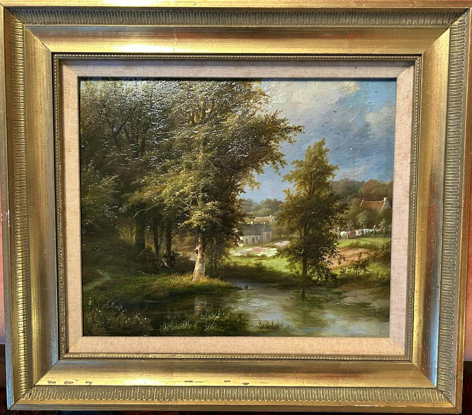 Willem Simon Petrus van der Vijver - Landschap met drogende was (Beek bij Nijmegen) kopen? Bied vanaf 400!