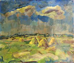 Henk van den Idsert - Olieverf op doek, Landschap verkocht voor € 1!