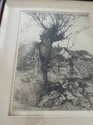 Adrianus Johannes Grootens - Wilg bij boerderij - handgesigneerde litho kopen? Bied vanaf 35!