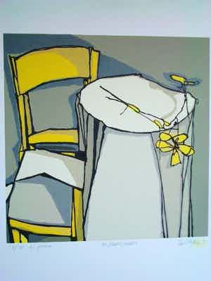 Fon Klement - Les fleures jaunes, Holzdruck 1993 verkocht voor € 170!