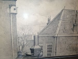 Cornelis van Dijk - (1895-1943) (Houtskool/pen)tekening Doorkijkje 30'1'35 kopen? Bied vanaf 1!