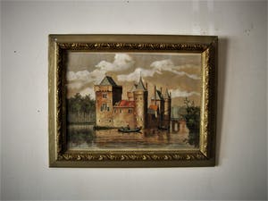 Niet of onleesbaar gesigneerd - Fraaie 19e Eeuwse realistische Aquarel "Slot Kasteel Schagen" gesigneerd kopen? Bied vanaf 1!