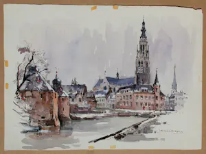 Buy Jan Korthals - Aquarel: Stadsgezicht van Amersfoort - 1963? Bid from 115!