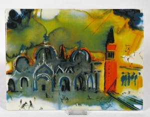 Royal Limoges - Naar Salvador Dalí, Porseleinen plaquette "Place Saint Marc a Venise" + 2 asbakjes kopen? Bied vanaf 50!