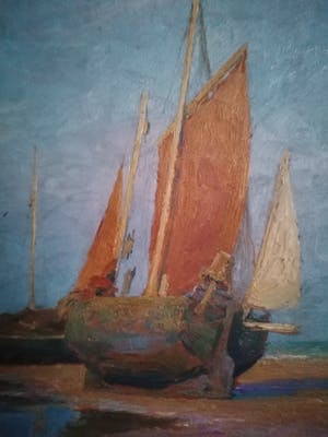 Edgard Farasyn - 'Zeilboten op het strand' kopen? Bied vanaf 495!