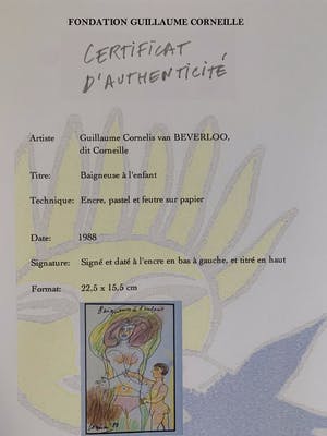 Corneille - Baigneuse à l'enfant - 1988 - Pastel op papier kopen? Bied vanaf 1600!