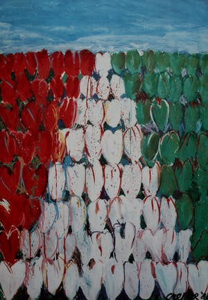 Jan Cremer - grote zeefdruk: Tulpenveld - 1987 kopen? Bied vanaf 325!