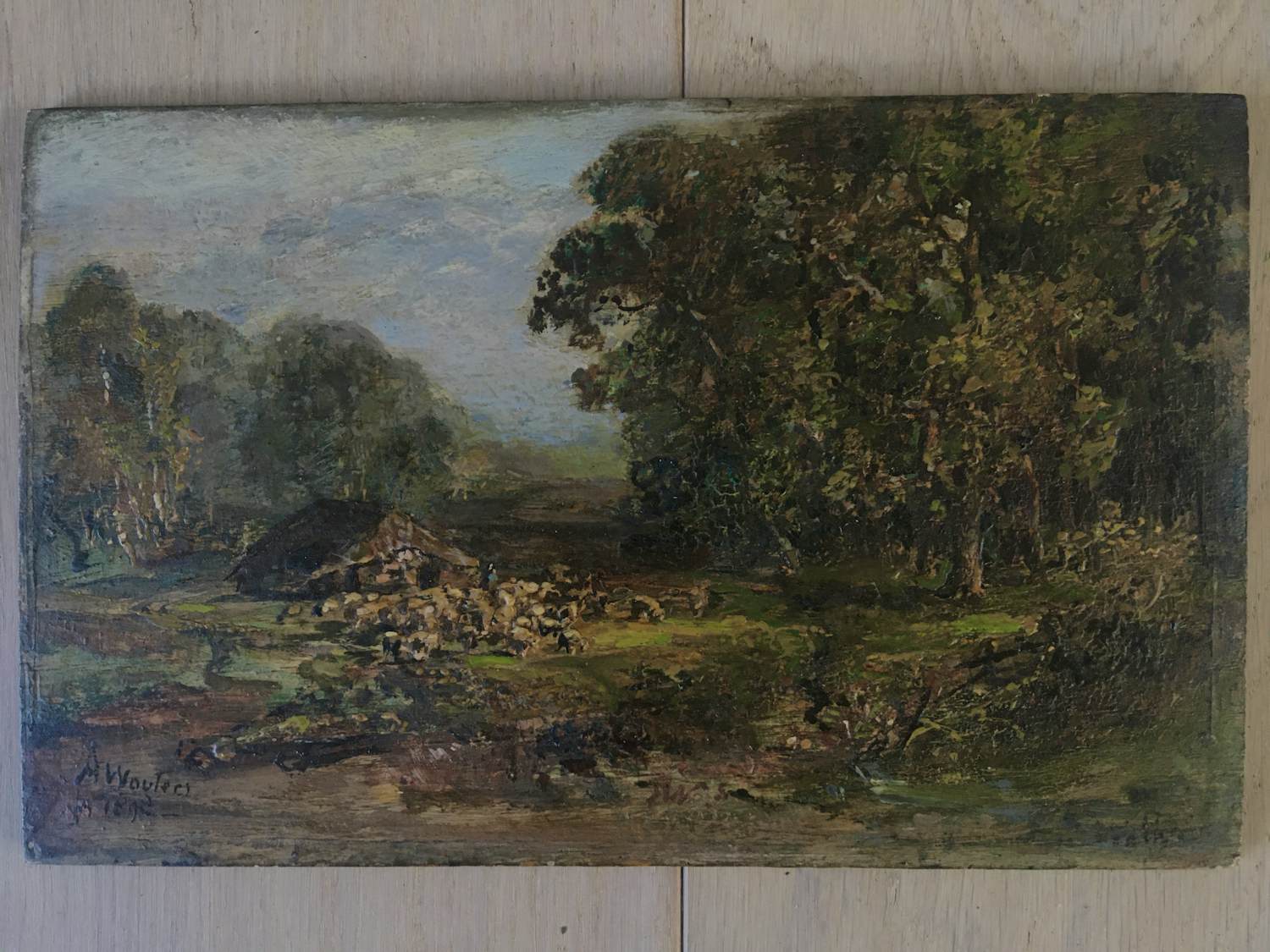 Augustinus Wouters - Schaapskudde in landschap / 1898 verkocht voor € 50!