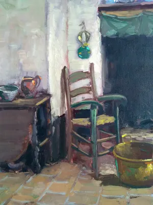 Niet of onleesbaar gesigneerd - Hollandse school, sfeerimpressie oude kamer kopen? Bied vanaf 1!