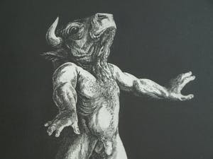 Dick Stolwijk - Ets, “Minotaurus” – gesigneerd & ingelijst – oplage 25 ex. kopen? Bied vanaf 50!