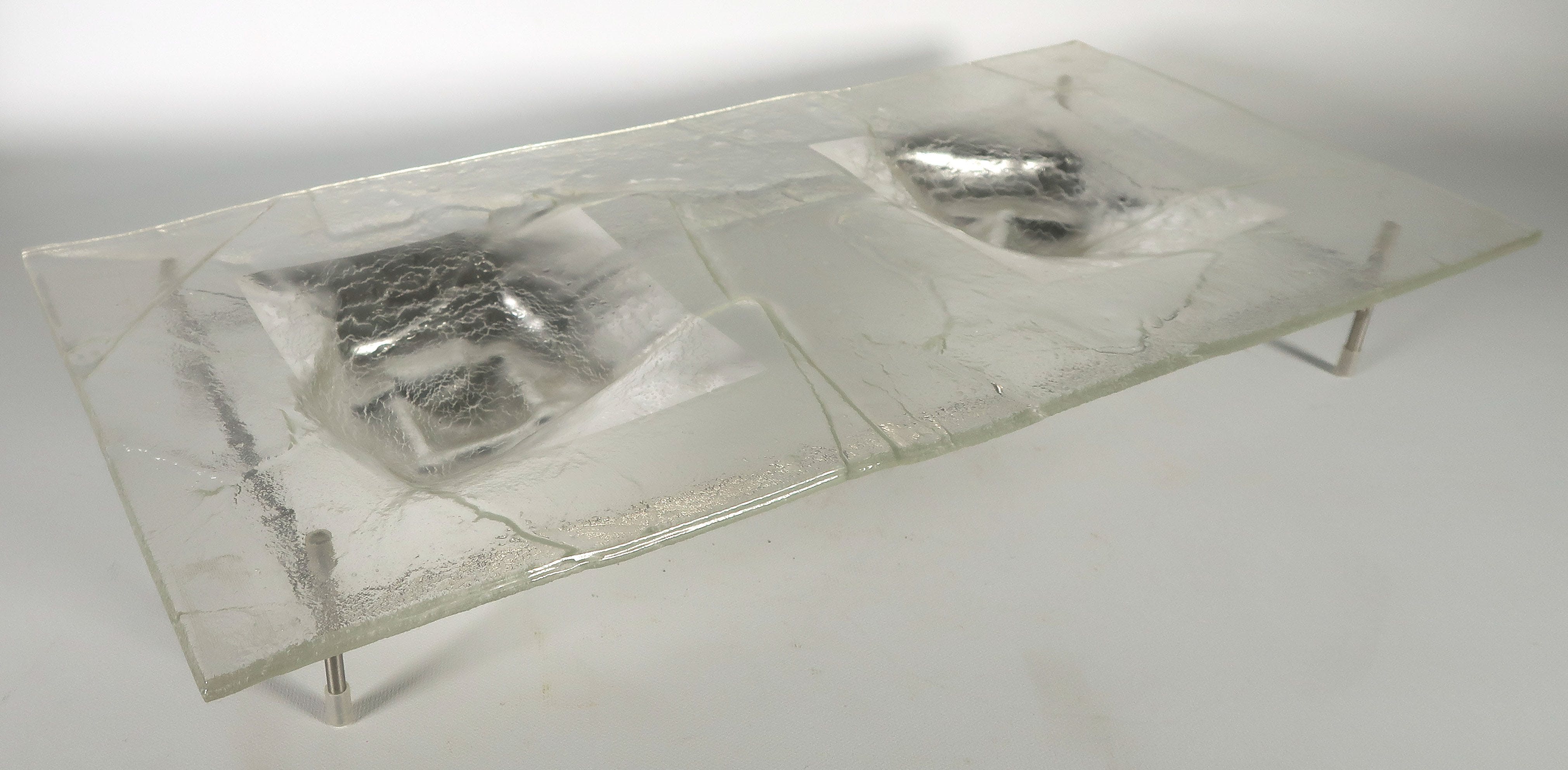 Louis La Rooy - Glas, unica Blanke schaal met zilveren inleg op onderstel kopen? Bied vanaf 50!