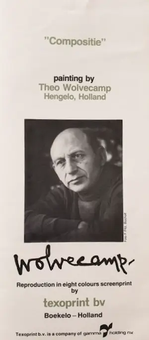 Theo Wolvecamp - ‘Compositie’ gelimiteerde zeefdruk op katoenzijde kopen? Bied vanaf 50!