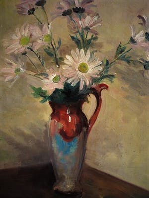 Niet of onleesbaar gesigneerd - Fraai omstreeks 1900 geschilderd olieverf "Voorjaarsboeket Margrieten" gesigneer kopen? Bied vanaf 10!