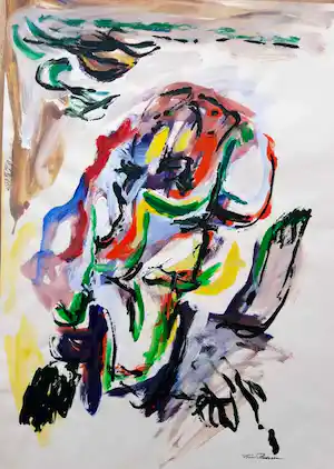 Finn Pedersen - olie schilderij op papier, groot formaat, ingelijst verkauft für € 400!