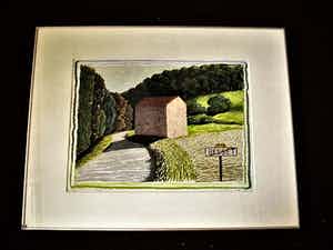 Erna van Mondfrans - Magnifiek pointillistisch Pastel "Landschap Arriege Frankrijk" gesigneerd - verkocht voor € 59!