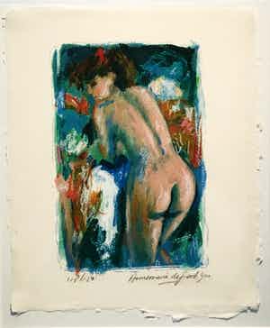 Annemarie de Groot - Naakt in de tuin IV met lijst! verkocht voor € 95!