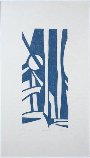 Paul Overhaus - Houtsnede op japans papier, Maanlicht - Ingelijst kopen? Bied vanaf 35!