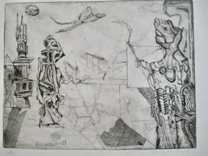 Niet of onleesbaar gesigneerd - 11 etsen div. kunstenaars oa Lehmann Cabell Harris Kirchgaesser kopen? Bied vanaf 1!