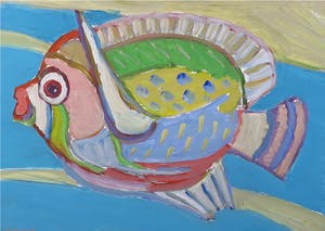 Paul Overhaus - Acryl op board, Hoi vis - Ingelijst kopen? Bied vanaf 100!