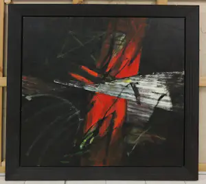 Erik van der Grijn - Olieverf op doek, Red bird - Ingelijst (Zeer groot) kopen? Bied vanaf 1!