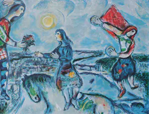 Marc Chagall - Geliefden op de daken van Parijs, gesigneerde LITHOGRAAF, 500 exemplaren kopen? Bied vanaf 100!
