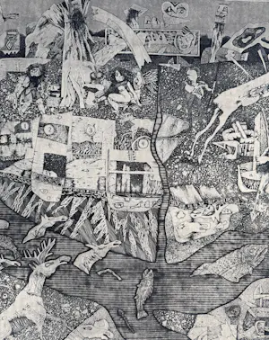 Alexander Bobkin - handgesigneerde ets | 'Siberië' (Zeer groot) kopen? Bied vanaf 150!