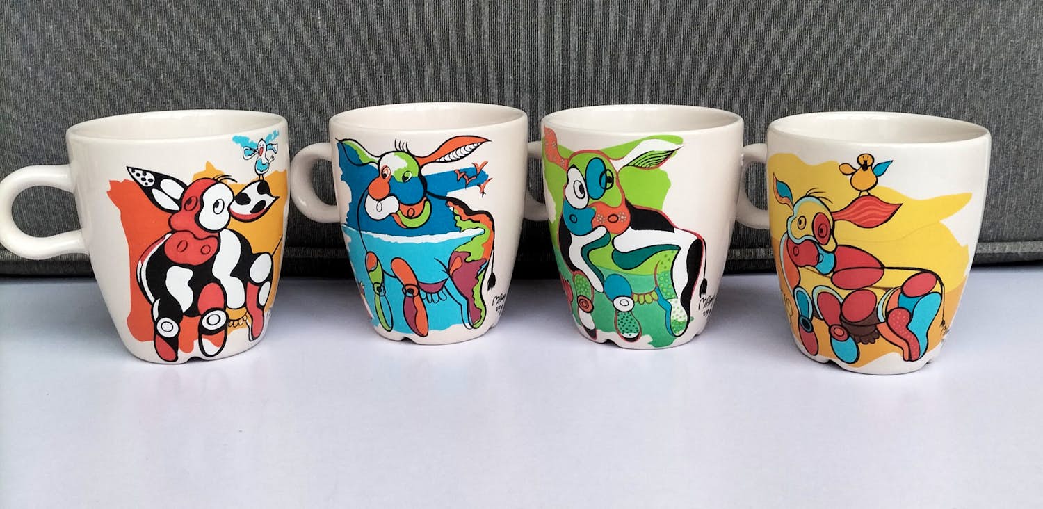 N.V. Porselein- en Tegelfabriek Mosa - Marianne Rebel - koffiebekers (4) kopen? Bied vanaf 20!