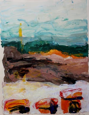 Richard Smeets - ingelijste gouache: abstract landschap - 1984 kopen? Bied vanaf 295!