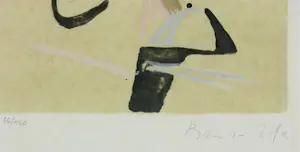 Bram van Velde - Ingelijste litho: abstracte compositie kopen? Bied vanaf 350!